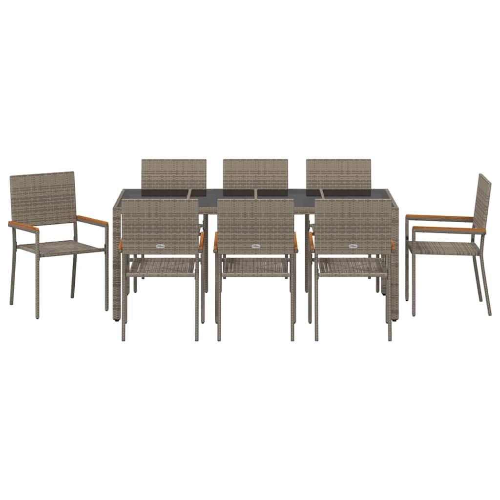Garden Dining Set 9 pcs Grey Poly Rattan