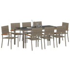 Garden Dining Set 9 pcs Grey Poly Rattan
