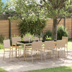 Garden Dining Set 9 pcs Beige Poly Rattan