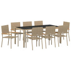 Garden Dining Set 9 pcs Beige Poly Rattan