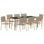 Garden Dining Set 9 pcs Beige Poly Rattan