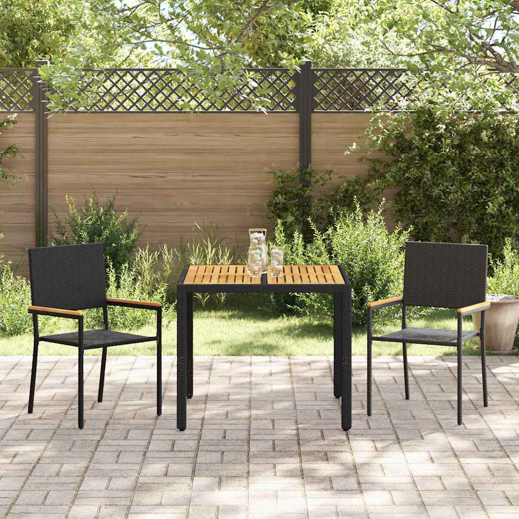 Garden Dining Set 3 pcs Black Poly Rattan