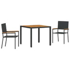 Garden Dining Set 3 pcs Black Poly Rattan