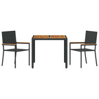 Garden Dining Set 3 pcs Black Poly Rattan