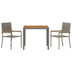 Garden Dining Set 3 pcs Grey Poly Rattan