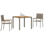 Garden Dining Set 3 pcs Grey Poly Rattan