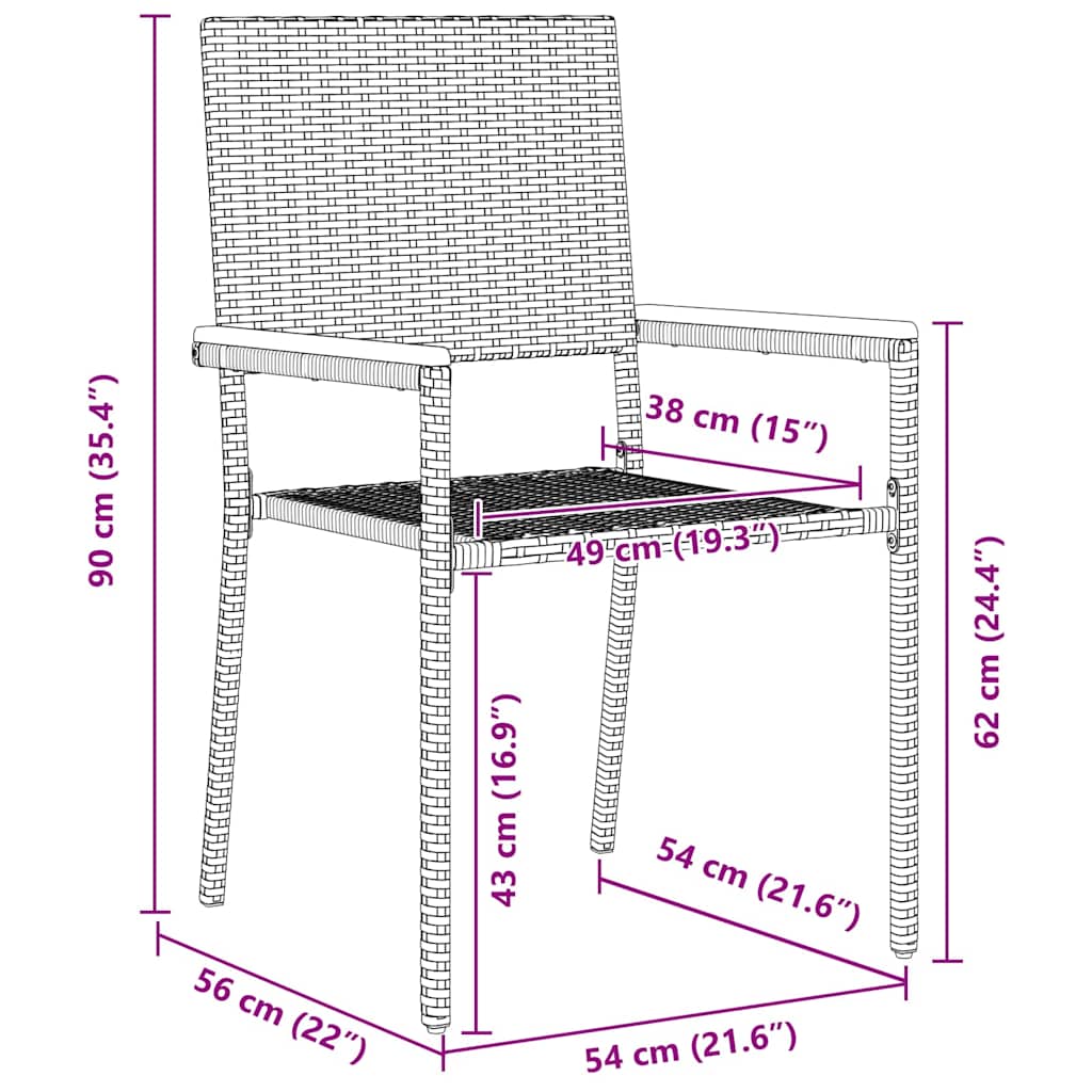 Garden Dining Set 3 pcs Grey Poly Rattan