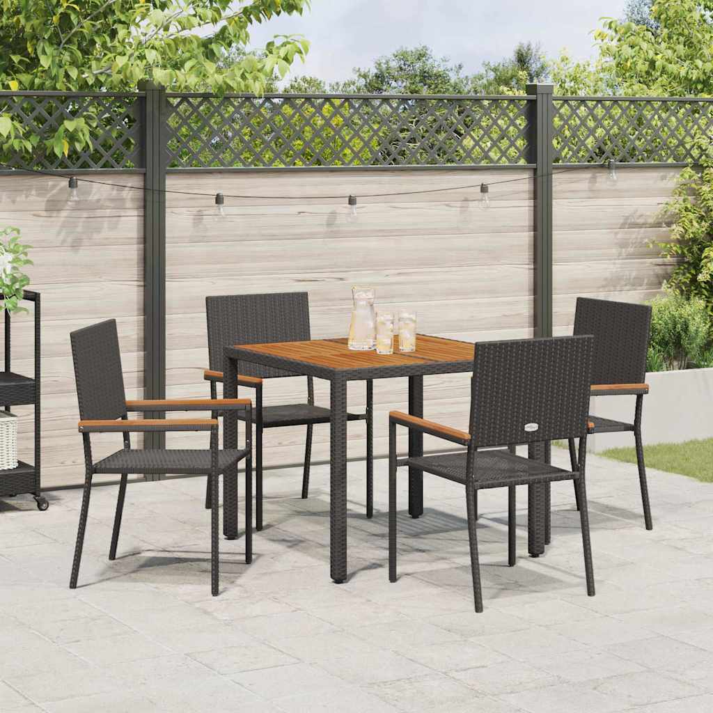 Garden Dining Set 5 pcs Black Poly Rattan