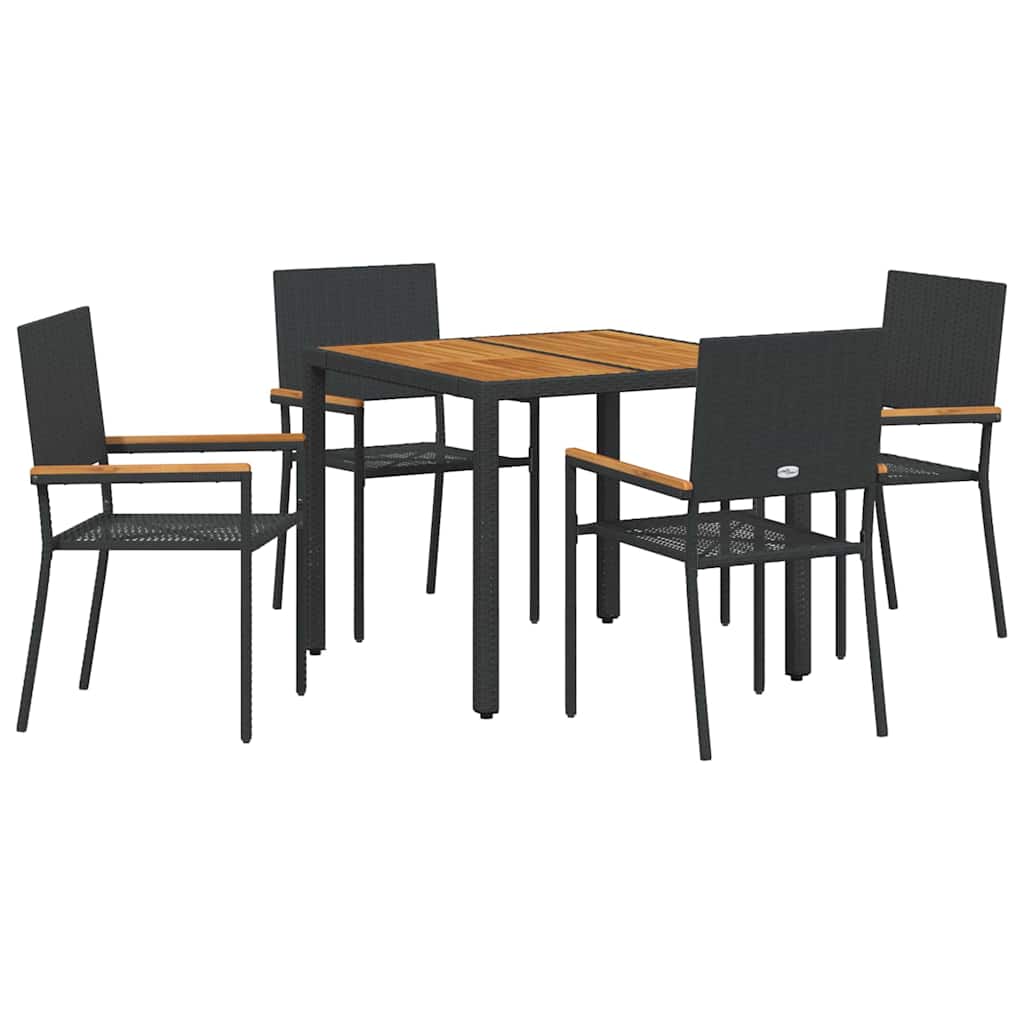 Garden Dining Set 5 pcs Black Poly Rattan