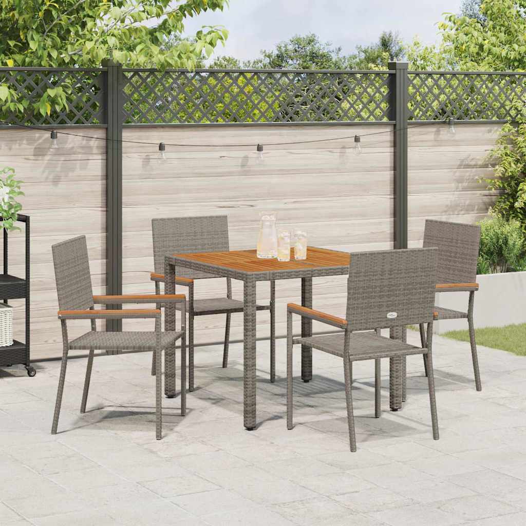 Garden Dining Set 5 pcs Grey Poly Rattan