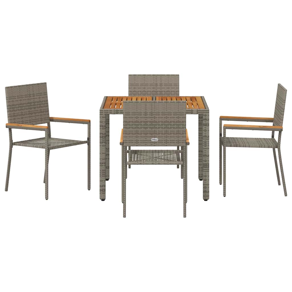 Garden Dining Set 5 pcs Grey Poly Rattan