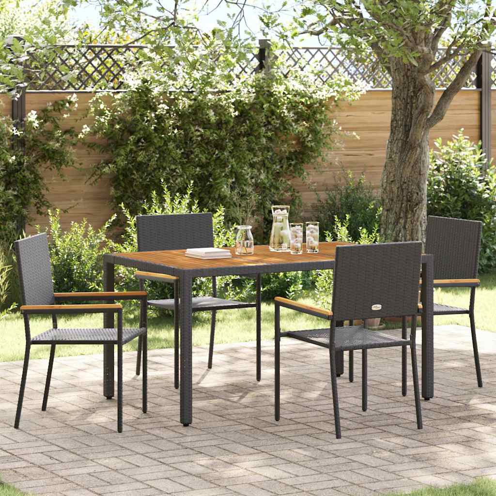 Garden Dining Set 5 pcs Black Poly Rattan