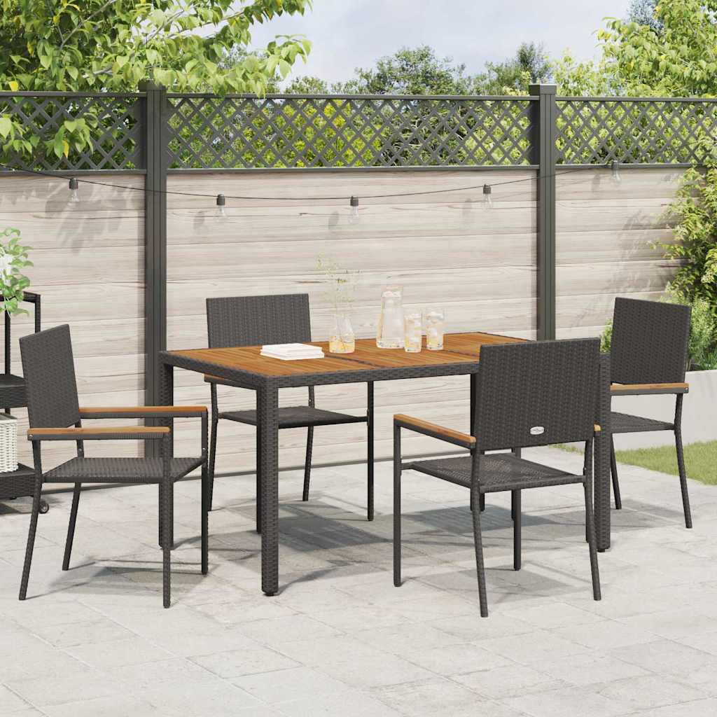 Garden Dining Set 5 pcs Black Poly Rattan