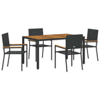 Garden Dining Set 5 pcs Black Poly Rattan