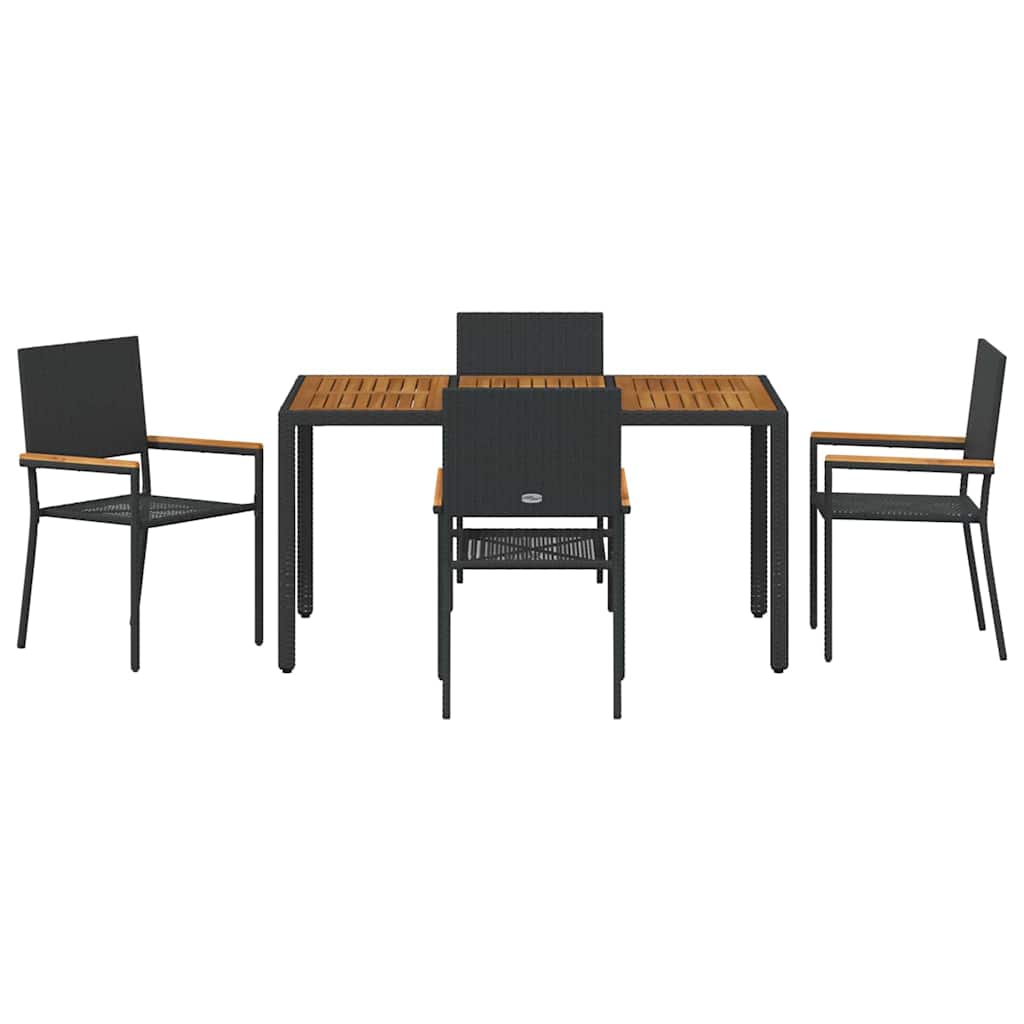 Garden Dining Set 5 pcs Black Poly Rattan