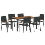 Garden Dining Set 7 pcs Black Poly Rattan