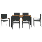 Garden Dining Set 7 pcs Black Poly Rattan