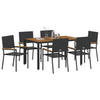 Garden Dining Set 7 pcs Black Poly Rattan