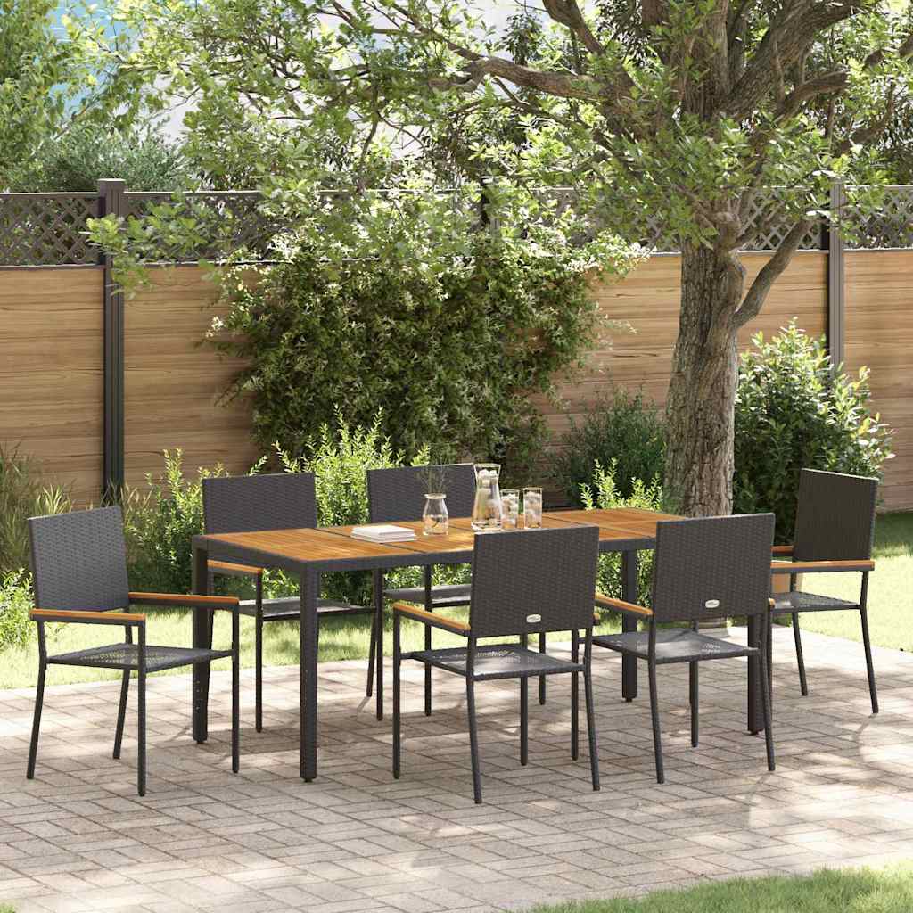 Garden Dining Set 7 pcs Black Poly Rattan