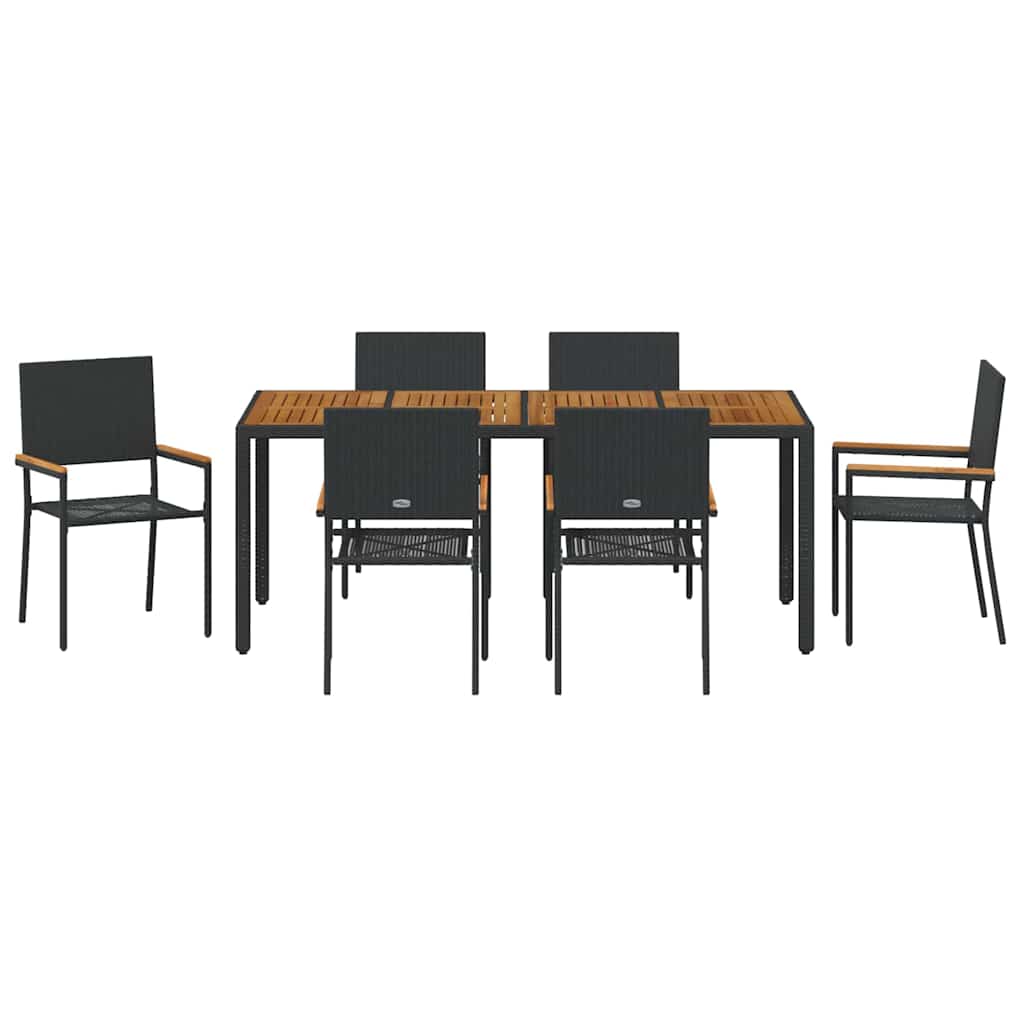 Garden Dining Set 7 pcs Black Poly Rattan