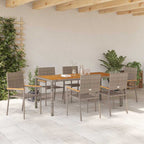 Garden Dining Set 7 pcs Grey Poly Rattan