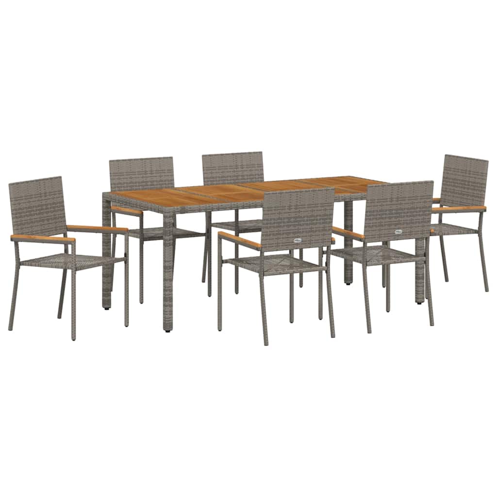 Garden Dining Set 7 pcs Grey Poly Rattan