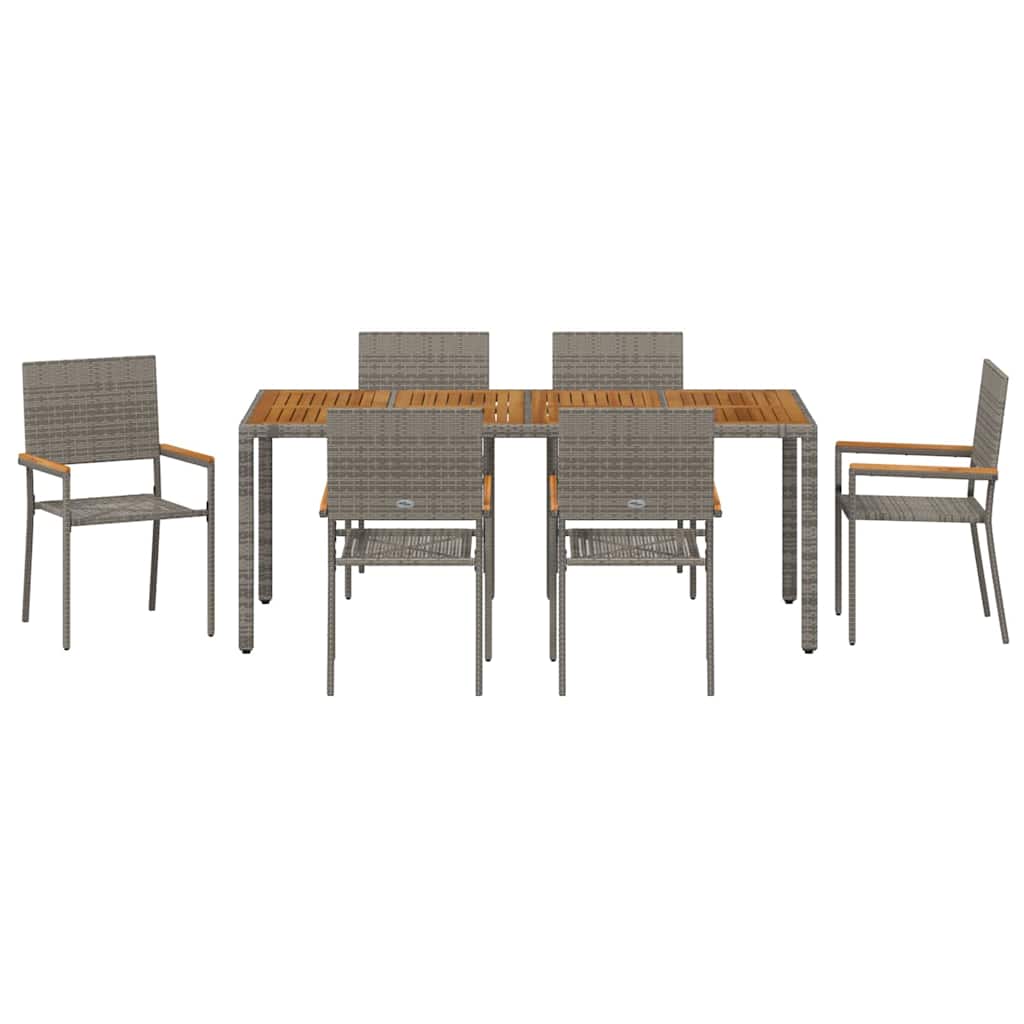 Garden Dining Set 7 pcs Grey Poly Rattan