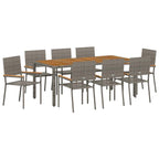 Garden Dining Set 9 pcs Grey Poly Rattan
