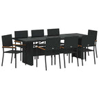 Garden Dining Set 9 pcs Black Poly Rattan