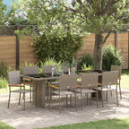 Garden Dining Set 9 pcs Grey Poly Rattan