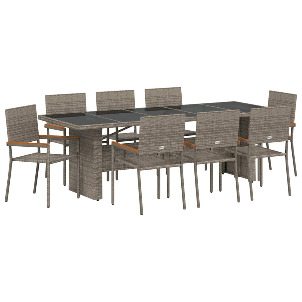 Garden Dining Set 9 pcs Grey Poly Rattan
