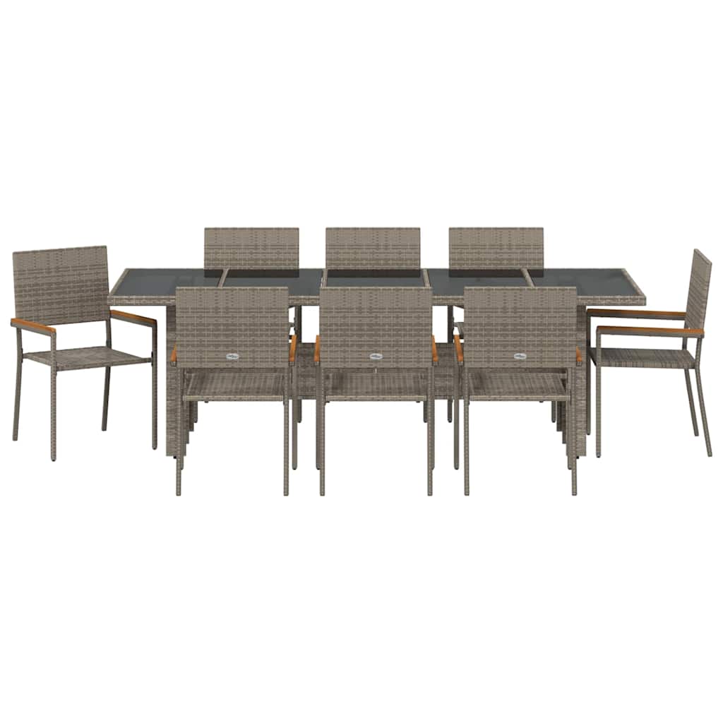 Garden Dining Set 9 pcs Grey Poly Rattan