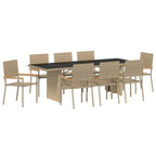Garden Dining Set 9 pcs Beige Poly Rattan
