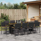 Garden Dining Set 11 pcs Black Poly Rattan