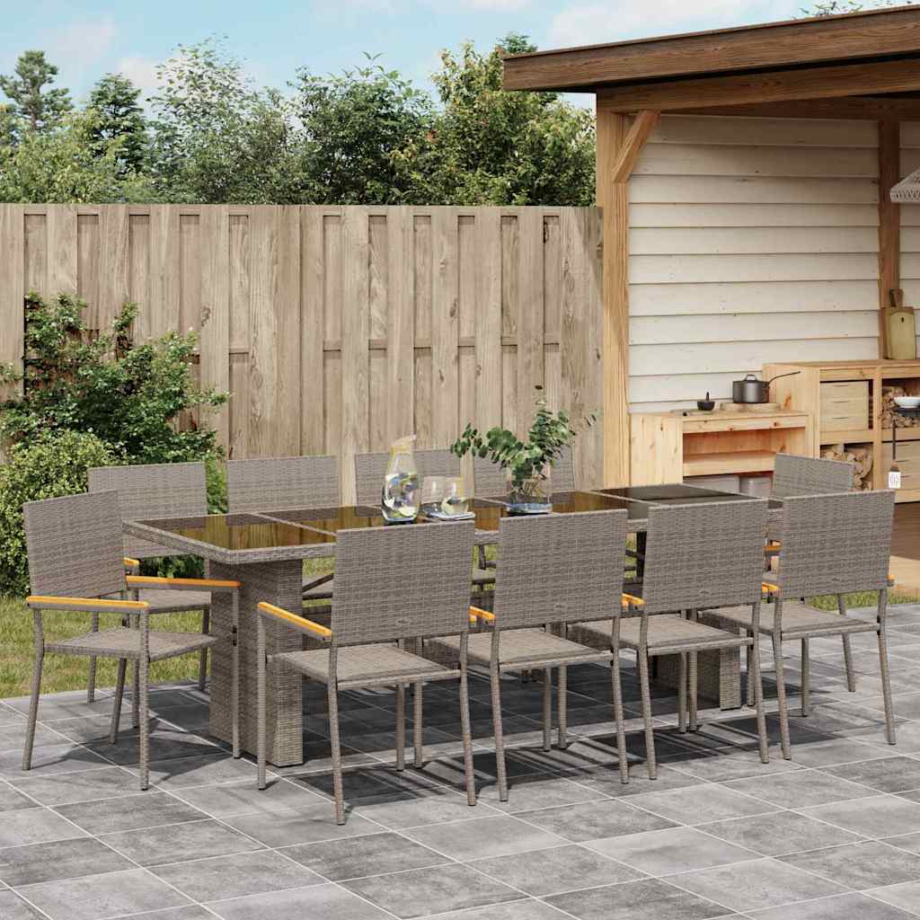 Garden Dining Set 11 pcs Grey Poly Rattan