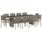 Garden Dining Set 11 pcs Grey Poly Rattan