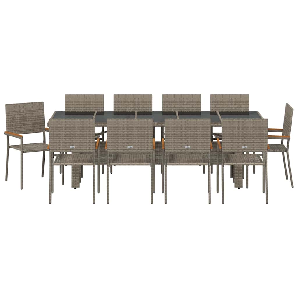 Garden Dining Set 11 pcs Grey Poly Rattan
