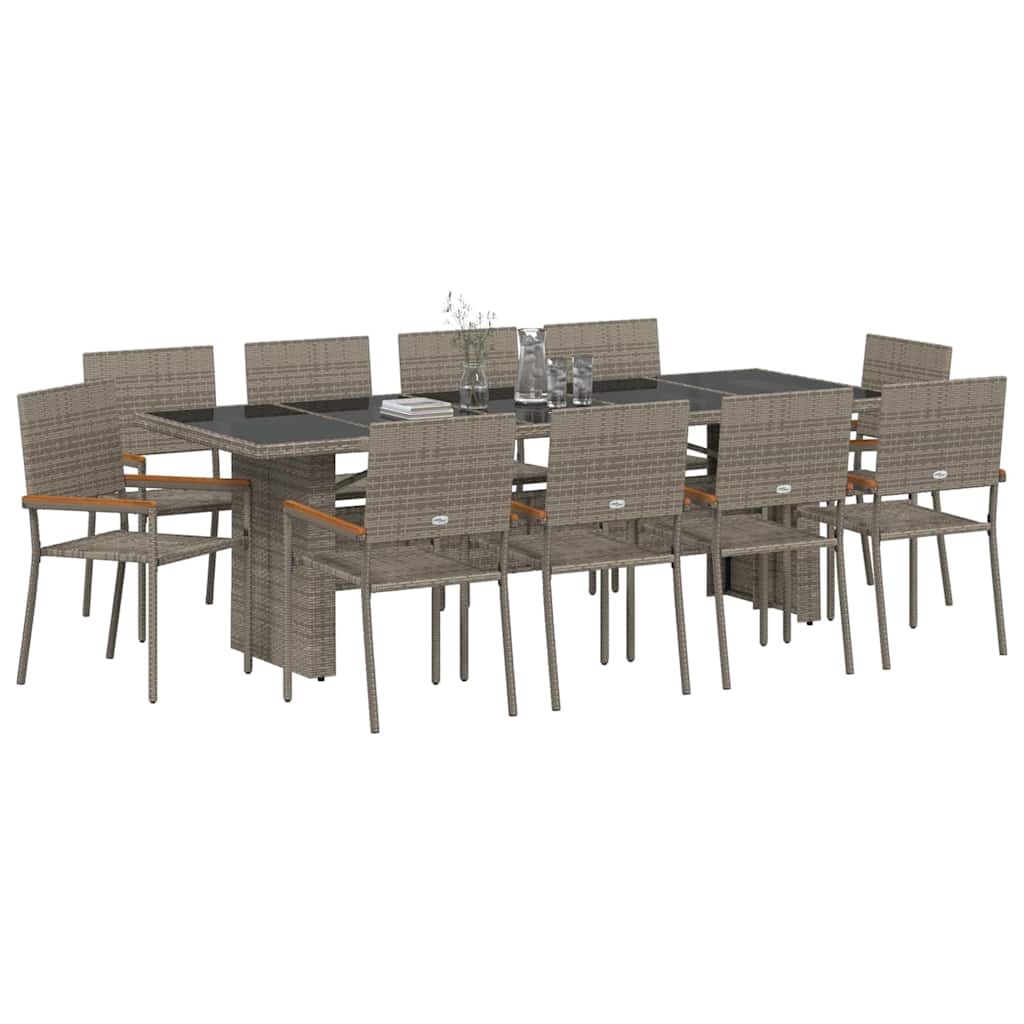 Garden Dining Set 11 pcs Grey Poly Rattan