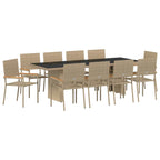 Garden Dining Set 11 pcs Beige Poly Rattan