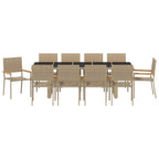 Garden Dining Set 11 pcs Beige Poly Rattan