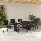 Garden Dining Set 7 pcs Black Poly Rattan