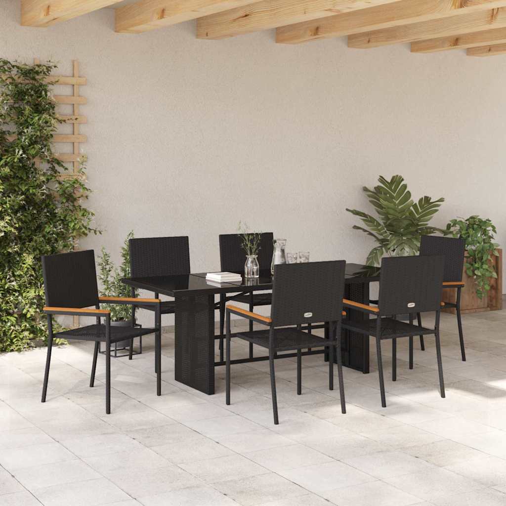 Garden Dining Set 7 pcs Black Poly Rattan