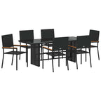 Garden Dining Set 7 pcs Black Poly Rattan