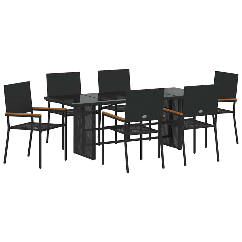 Garden Dining Set 7 pcs Black Poly Rattan