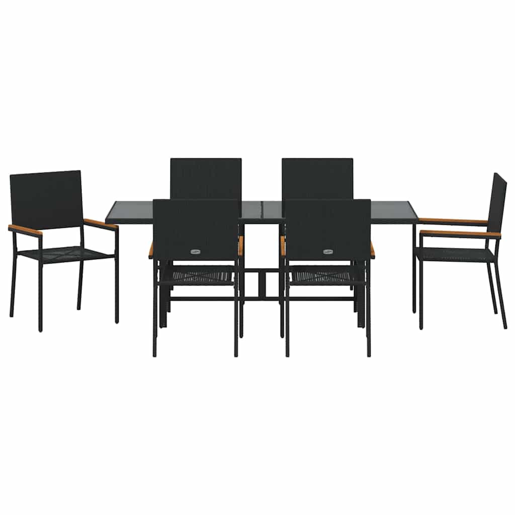 Garden Dining Set 7 pcs Black Poly Rattan