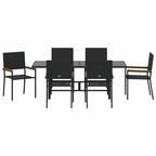 Garden Dining Set 7 pcs Black Poly Rattan