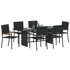 Garden Dining Set 7 pcs Black Poly Rattan