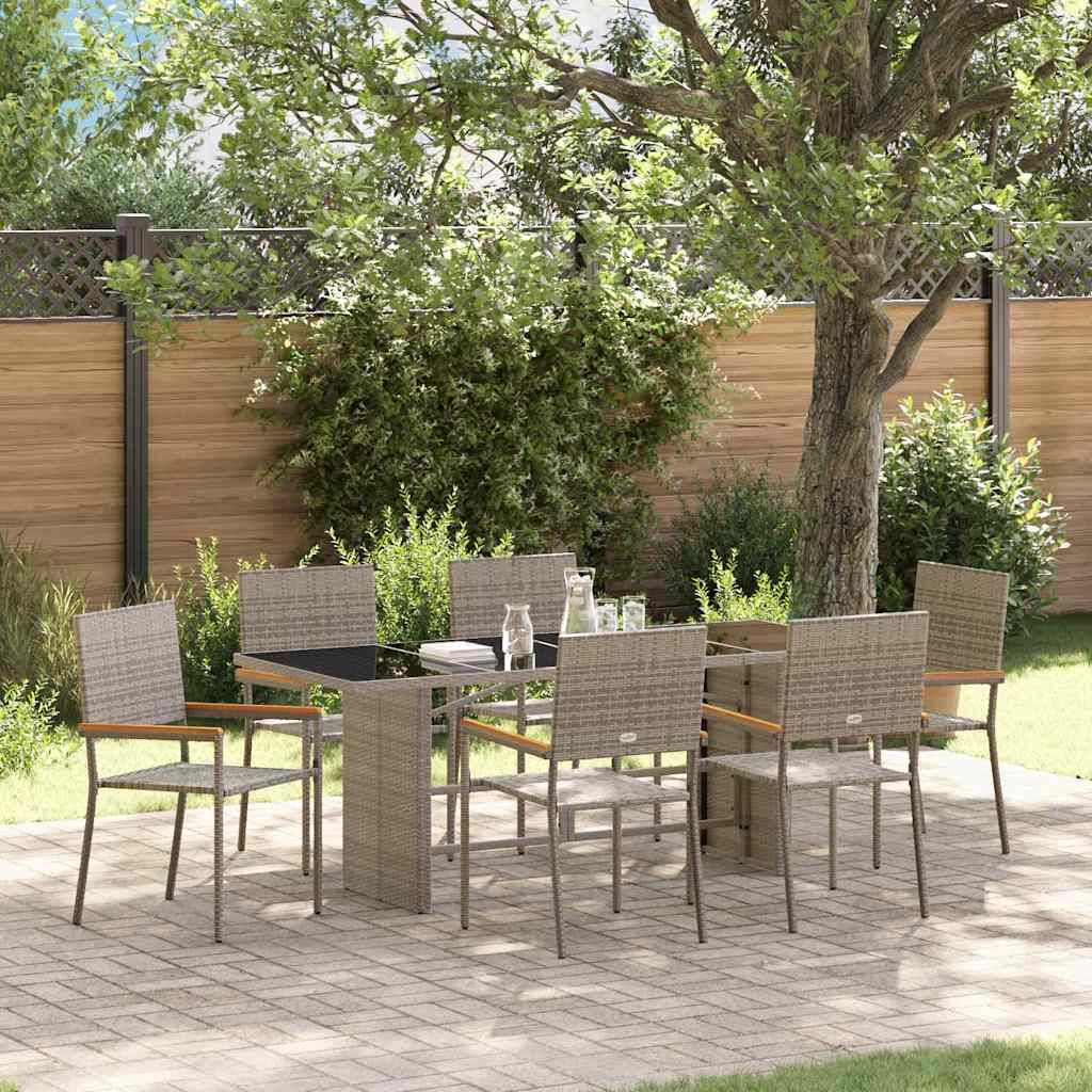 Garden Dining Set 7 pcs Grey Poly Rattan
