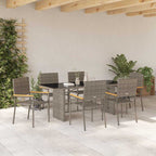Garden Dining Set 7 pcs Grey Poly Rattan