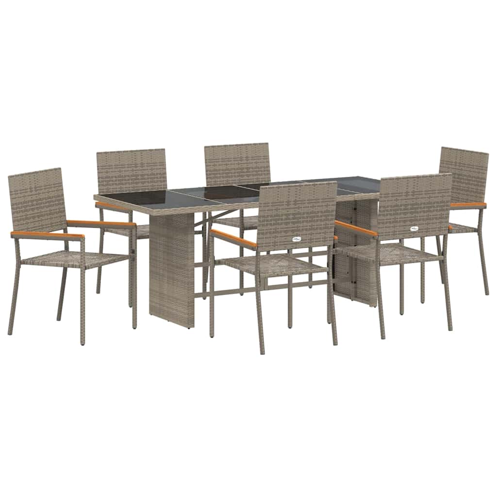 Garden Dining Set 7 pcs Grey Poly Rattan
